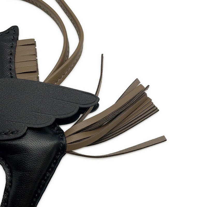 エルメス バッグチャーム ロデオPM ペガサス ブラック/エトゥープ ラムスキン W刻印 黒