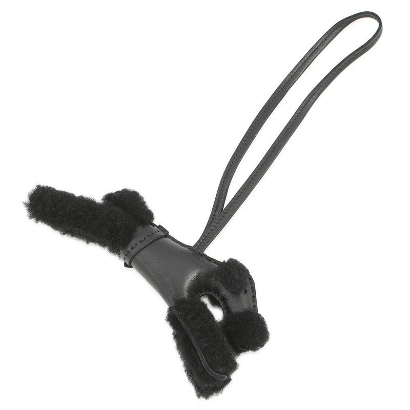 エルメス バッグチャーム バディ パンク ブラック/シルバー金具 ラムスキン/ムートン U刻印 黒