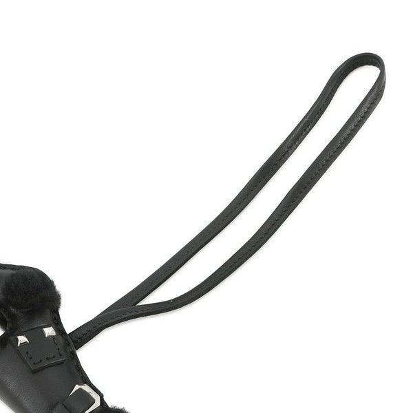 エルメス バッグチャーム バディ パンク ブラック/シルバー金具 ラムスキン/ムートン U刻印 黒