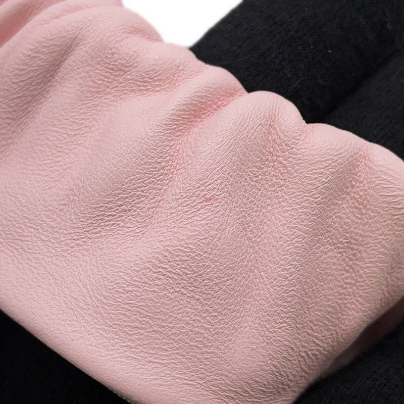 エルメス シュシュ クラウディア ローズサクラ/シルバー金具 ラムスキン/シルク HERMES ヘアアクセサリー