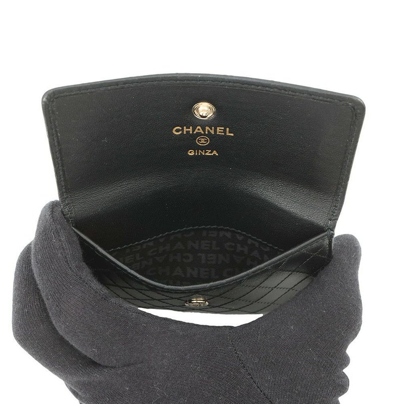 シャネル カードケース マトラッセ カメリア レザー CHANEL 銀座限定 黒