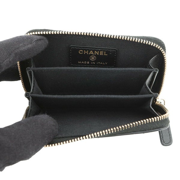 シャネル コインケース ココマーク ラインストーン マトラッセ ジップコインパース ラムスキン AP3977 財布 黒