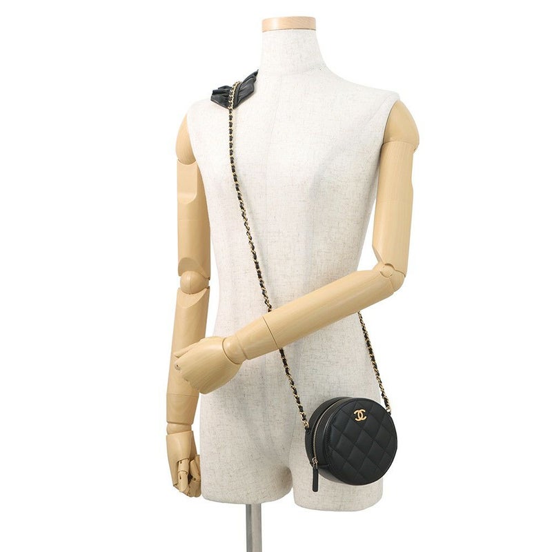 シャネル チェーンショルダーバッグ ミニ マトラッセ ココマーク ラムスキン AP1894 CHANEL 黒