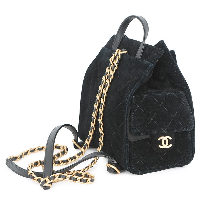 シャネル リュック CHANEL 25 ミディアム バックパック マトラッセ ココマーク スウェード AS5600 2025/26年秋冬 黒