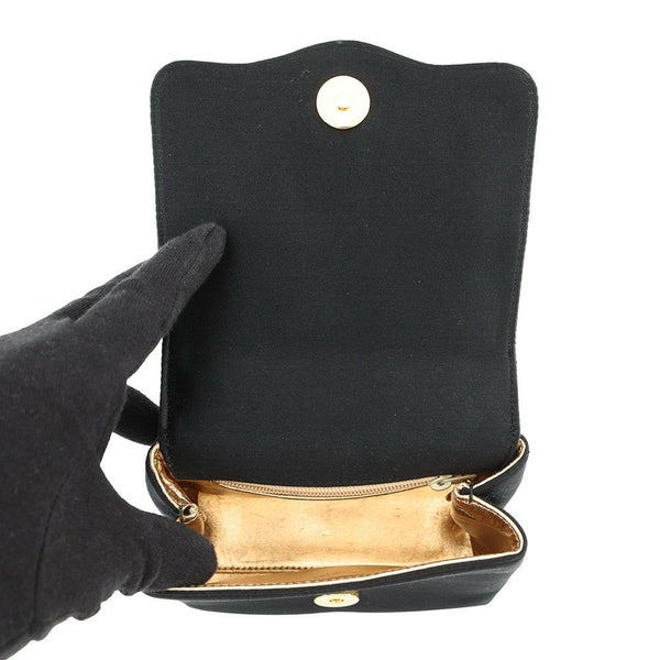 シャネル ハンドバッグ 結びチェーン カメリア サテン CHANEL パーティバッグ 黒