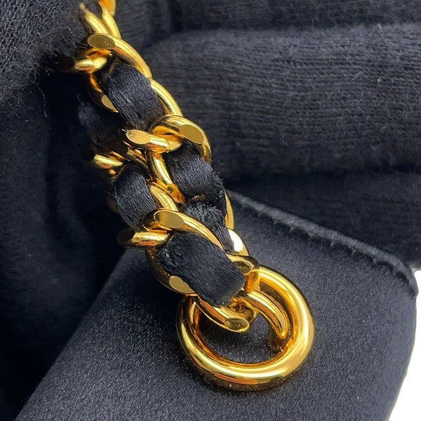シャネル ハンドバッグ 結びチェーン カメリア サテン CHANEL パーティバッグ 黒