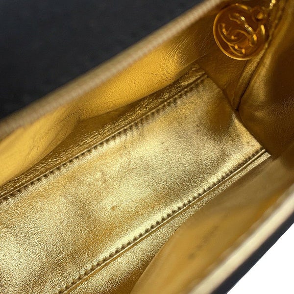 シャネル ハンドバッグ 結びチェーン カメリア サテン CHANEL パーティバッグ 黒