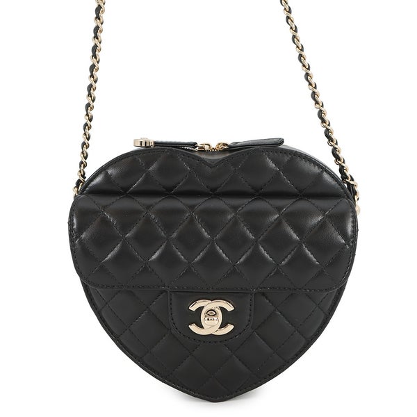 シャネル チェーンショルダーバッグ マトラッセ ハートシェイプ ラムスキン AS3191 CHANEL バッグ 黒