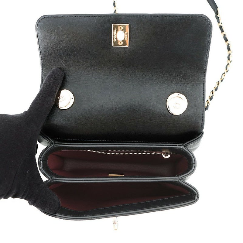 シャネル ハンドバッグ ココマーク マトラッセ トップハンドル ミニ フラップ ラムスキン AS4654 CHANEL 2wayショルダー 黒