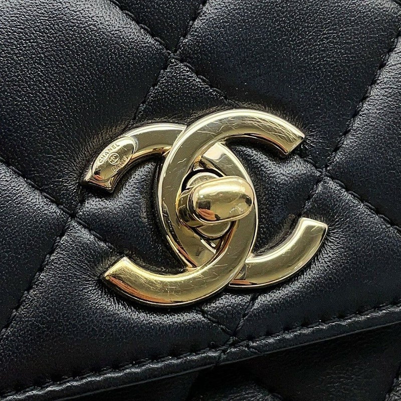 シャネル ハンドバッグ ココマーク マトラッセ トップハンドル ミニ フラップ ラムスキン AS4654 CHANEL 2wayショルダー 黒