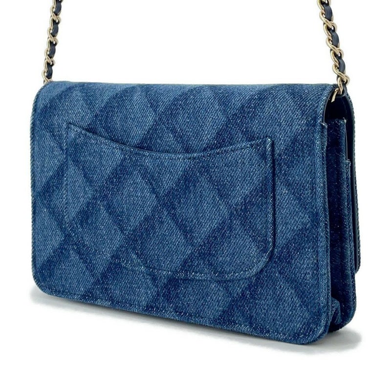 シャネル チェーンウォレット マトラッセ ココマーク デニム/レザー AP0250 CHANEL 財布