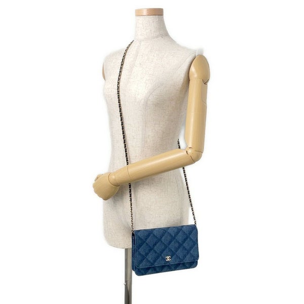 シャネル チェーンウォレット マトラッセ ココマーク デニム/レザー AP0250 CHANEL 財布