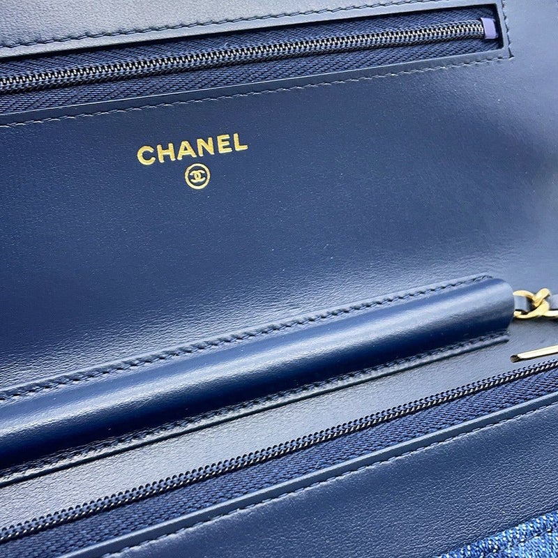 シャネル チェーンウォレット マトラッセ ココマーク デニム/レザー AP0250 CHANEL 財布