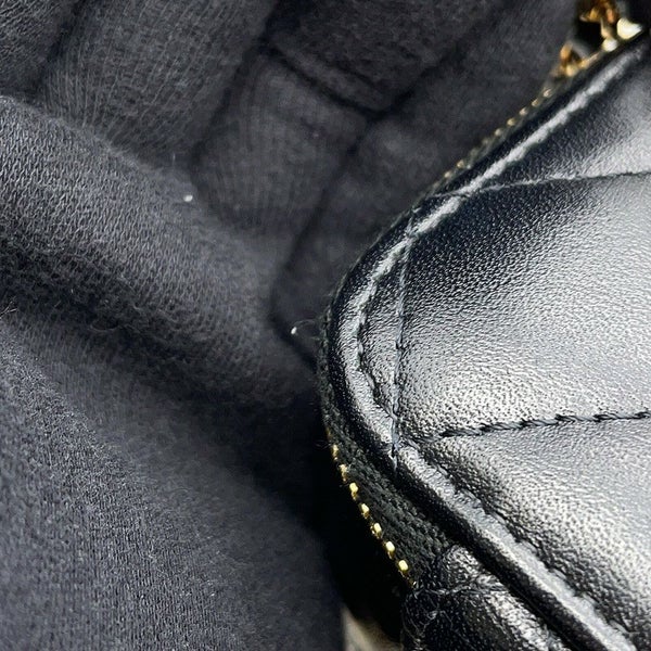 シャネル チェーンショルダーバッグ マトラッセ ココマーク ハートチェーン バニティバッグ ラムスキン CHANEL 黒