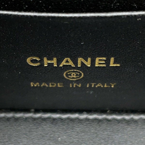 シャネル チェーンショルダーバッグ マトラッセ ココマーク ハートチェーン バニティバッグ ラムスキン CHANEL 黒