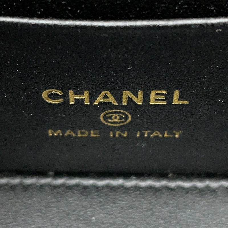 シャネル チェーンショルダーバッグ マトラッセ ココマーク ハートチェーン バニティバッグ ラムスキン CHANEL 黒