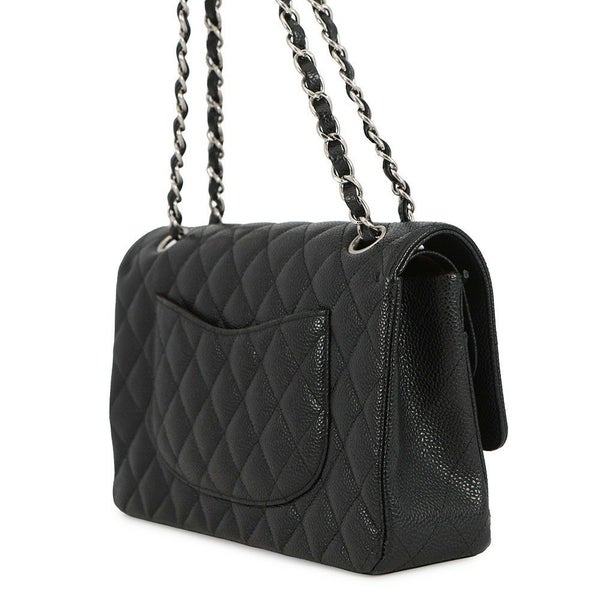 シャネル チェーンショルダーバッグ マトラッセ25 ココマーク ダブルチェーン キャビアスキン A01112 CHANEL 黒