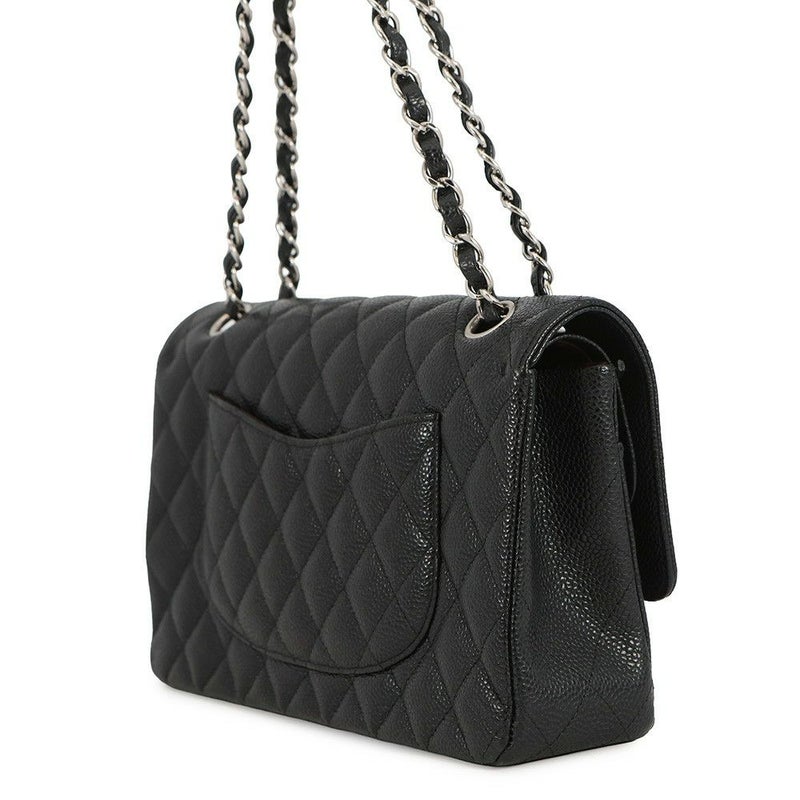 シャネル チェーンショルダーバッグ マトラッセ25 ココマーク ダブルチェーン キャビアスキン A01112 CHANEL 黒