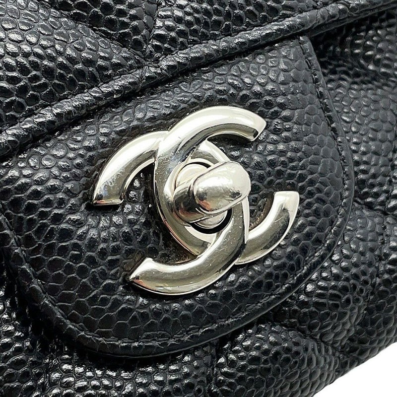 シャネル チェーンショルダーバッグ マトラッセ25 ココマーク ダブルチェーン キャビアスキン A01112 CHANEL 黒
