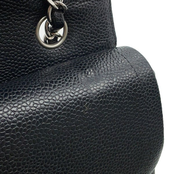 シャネル チェーンショルダーバッグ マトラッセ25 ココマーク ダブルチェーン キャビアスキン A01112 CHANEL 黒