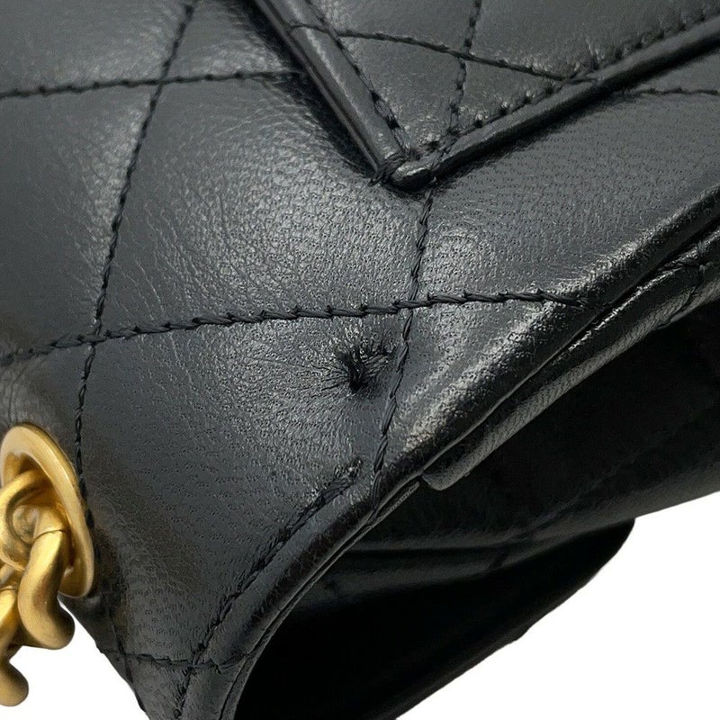 シャネル チェーンショルダーバッグ ココマーク マトラッセ ラムスキン AS3950 CHANEL 黒