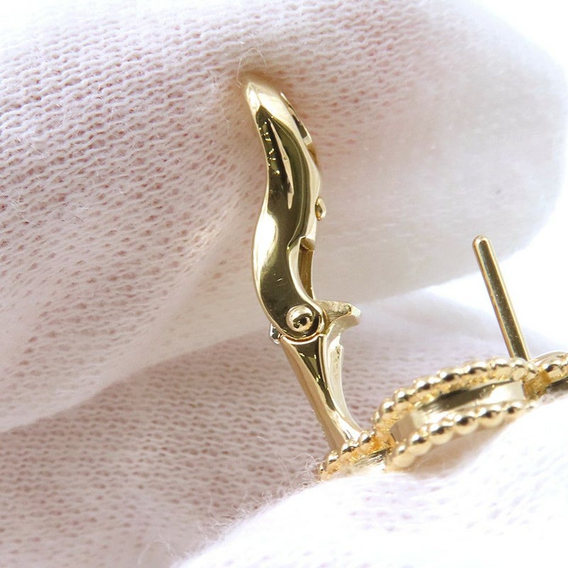 ヴァンクリーフ&アーペル ピアス ラッキー アルハンブラ イヤリング 2モチーフ タイガーズアイ/マザーオブパール K18YG VCARD79800