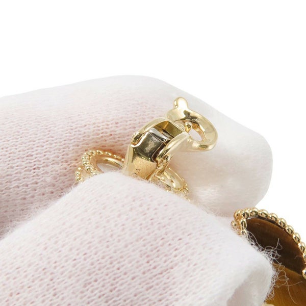 ヴァンクリーフ&アーペル ピアス ラッキー アルハンブラ イヤリング 2モチーフ タイガーズアイ/マザーオブパール K18YG VCARD79800