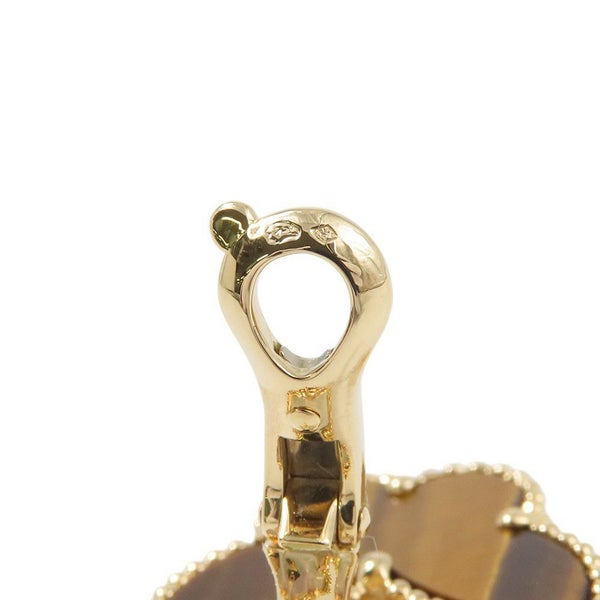 ヴァンクリーフ&アーペル ピアス ラッキー アルハンブラ イヤリング 2モチーフ タイガーズアイ/マザーオブパール K18YG VCARD79800