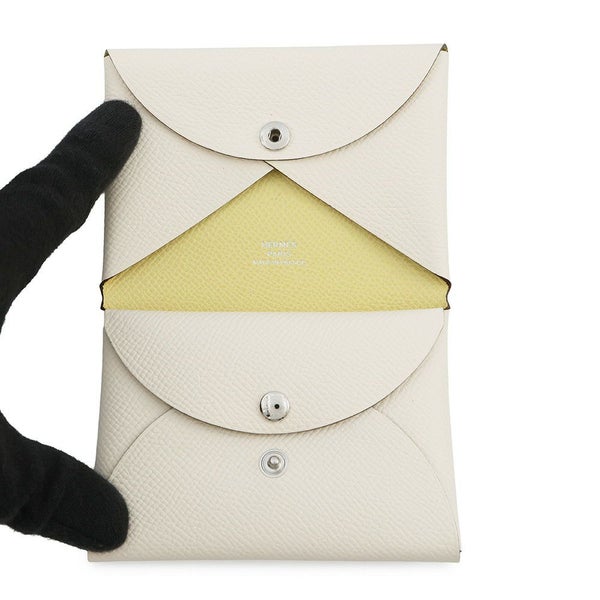 エルメス コインケース カルヴィ デュオ ヴェルソ ナタ/ジョーヌプッサン/シルバー金具 エプソン U刻印