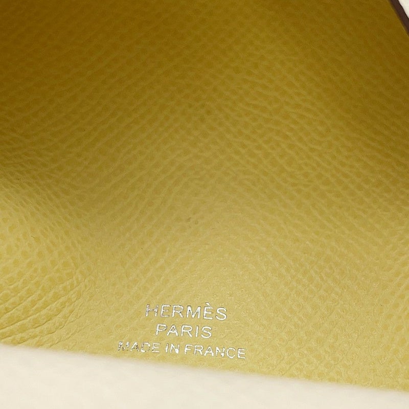 エルメス コインケース カルヴィ デュオ ヴェルソ ナタ/ジョーヌプッサン/シルバー金具 エプソン U刻印