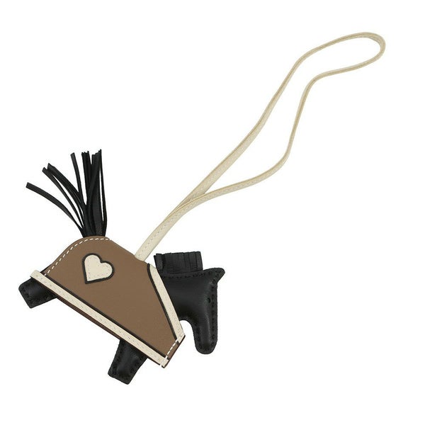 エルメス バッグチャーム ロデオPM ロベオクール ブラック/エトゥープ/クレ ラムスキン K刻印 HERMES チャーム