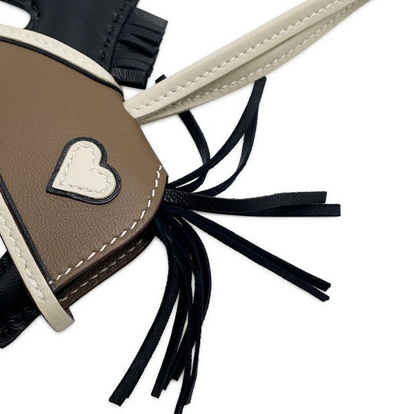 エルメス バッグチャーム ロデオPM ロベオクール ブラック/エトゥープ/クレ ラムスキン K刻印 HERMES チャーム