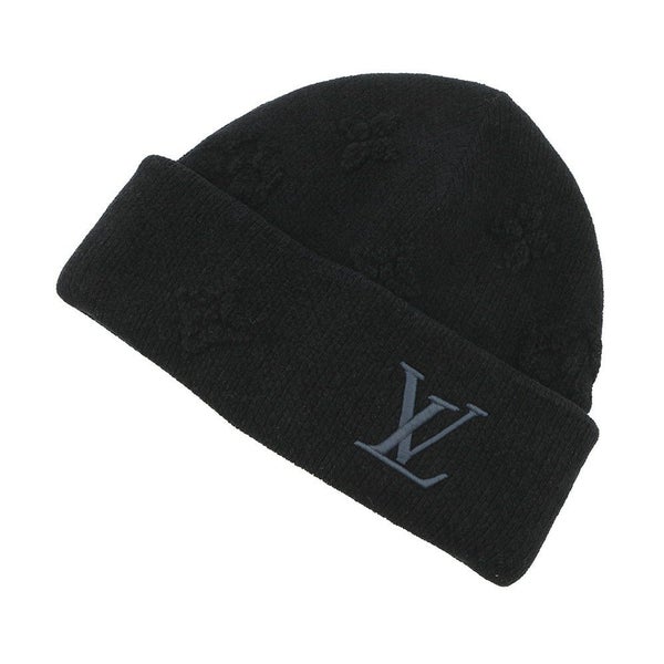 ルイヴィトン ニット帽 ビーニー・LV クラッシュ モノグラム コットン サイズS M96194 ヴィトン 帽子 ブラック 黒