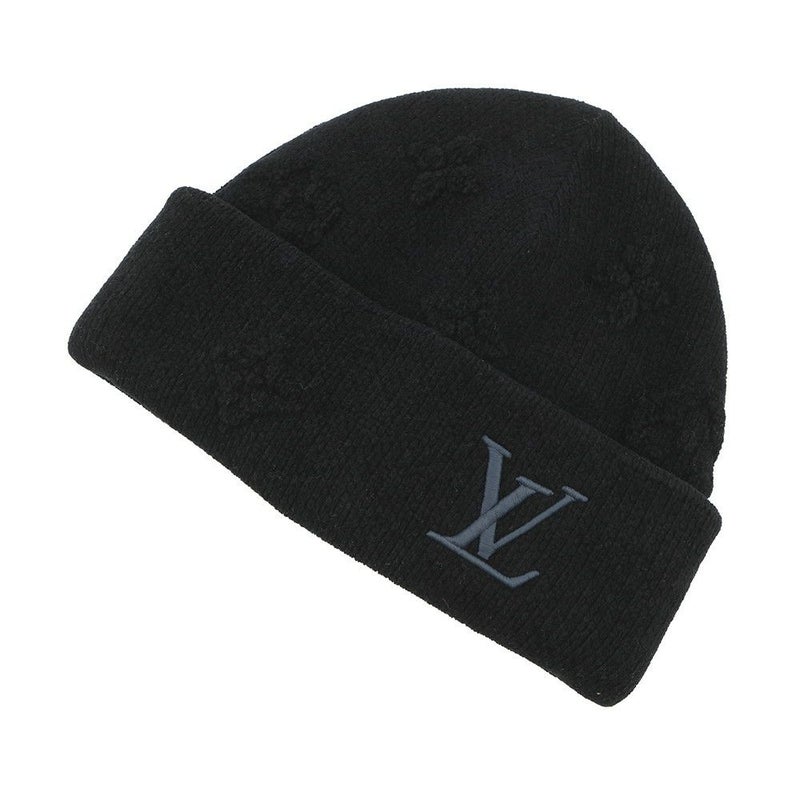 ルイヴィトン ニット帽 ビーニー・LV クラッシュ モノグラム コットン サイズS M96194 ヴィトン 帽子 ブラック 黒
