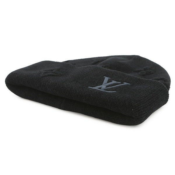 ルイヴィトン ニット帽 ビーニー・LV クラッシュ モノグラム コットン サイズS M96194 ヴィトン 帽子 ブラック 黒