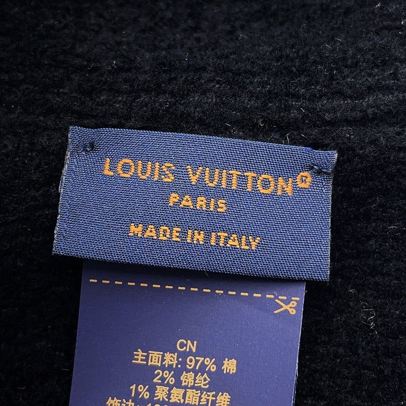 ルイヴィトン ニット帽 ビーニー・LV クラッシュ モノグラム コットン サイズS M96194 ヴィトン 帽子 ブラック 黒