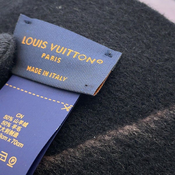 ルイヴィトン マフラー ジ アルティメット カシミヤ/ウール M76383 LOUIS VUITTON ストール ブラック 黒 白