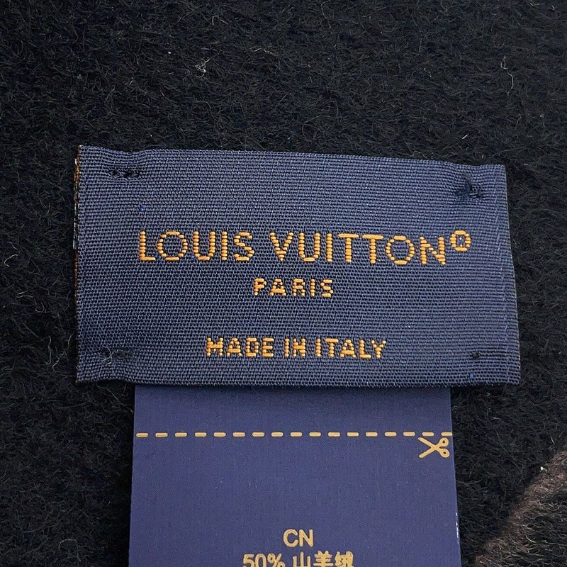 ルイヴィトン マフラー ジ アルティメット カシミヤ/ウール M76383 LOUIS VUITTON ストール ブラック 黒 白