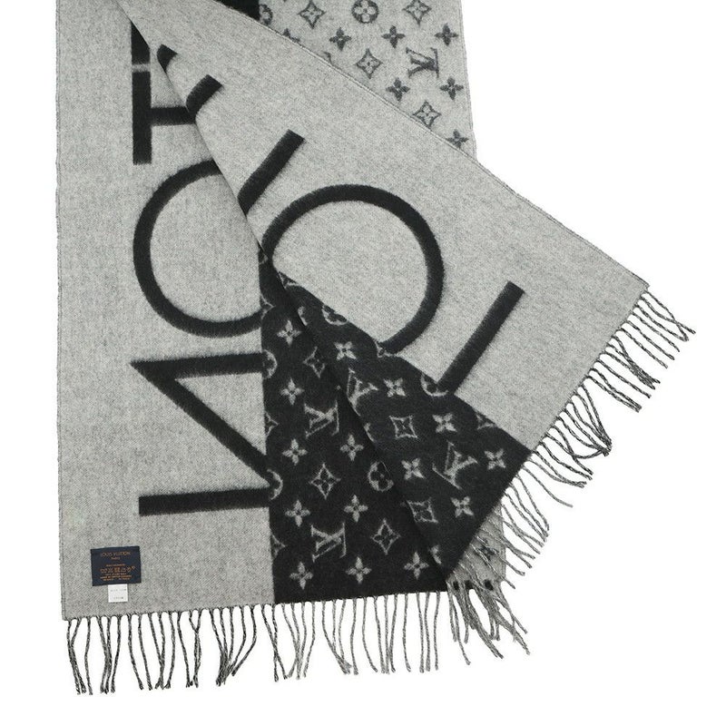ルイヴィトン マフラー LV スプリット カシミヤ M70924 LOUIS VUITTON モノグラム ブラック 黒