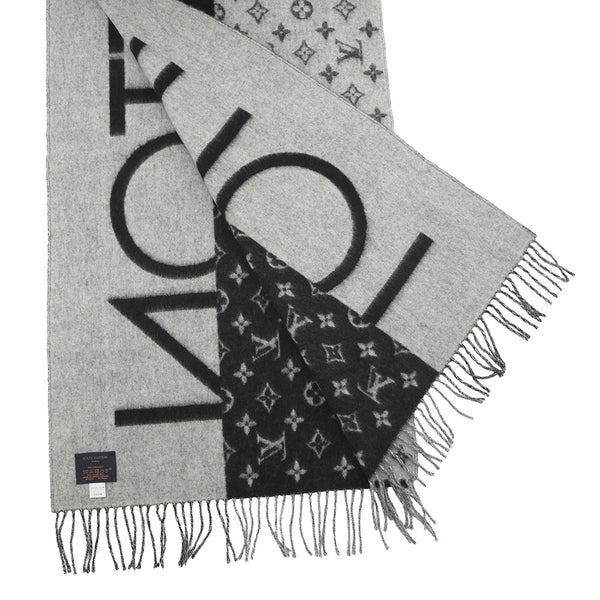 ルイヴィトン マフラー LV スプリット カシミヤ M70924 LOUIS VUITTON モノグラム ブラック 黒