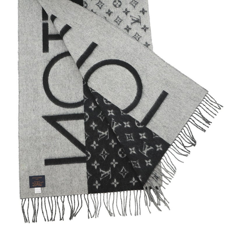 ルイヴィトン マフラー LV スプリット カシミヤ M70924 LOUIS VUITTON モノグラム ブラック 黒