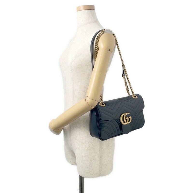グッチ チェーンショルダーバッグ GGマーモント キルティング レザー 443497 GUCCI バッグ 黒
