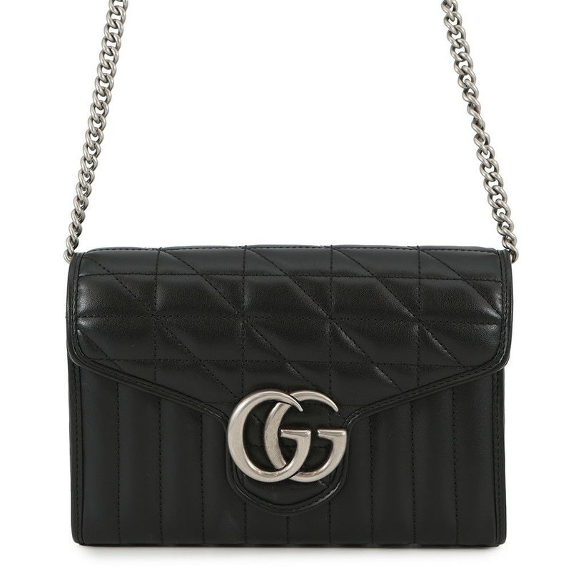 グッチ チェーンウォレット GGマーモント レザー 474575 GUCCI 財布 ダブルG 黒