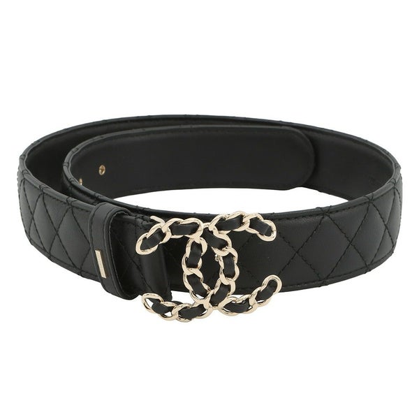 シャネル ベルト ココマーク ロゴ レザー B25 V サイズ70 CHANEL 黒