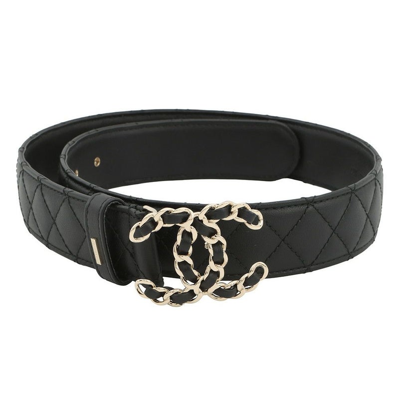 シャネル ベルト ココマーク ロゴ レザー B25 V サイズ70 CHANEL 黒