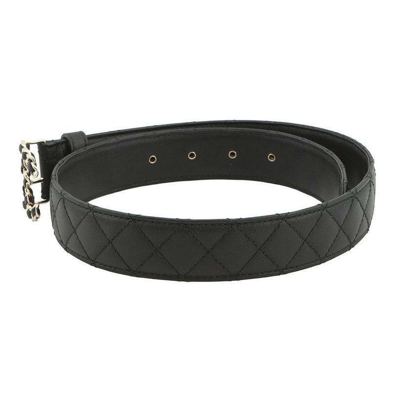 シャネル ベルト ココマーク ロゴ レザー B25 V サイズ70 CHANEL 黒