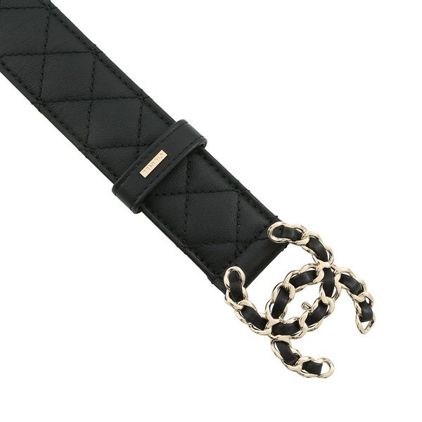 シャネル ベルト ココマーク ロゴ レザー B25 V サイズ70 CHANEL 黒