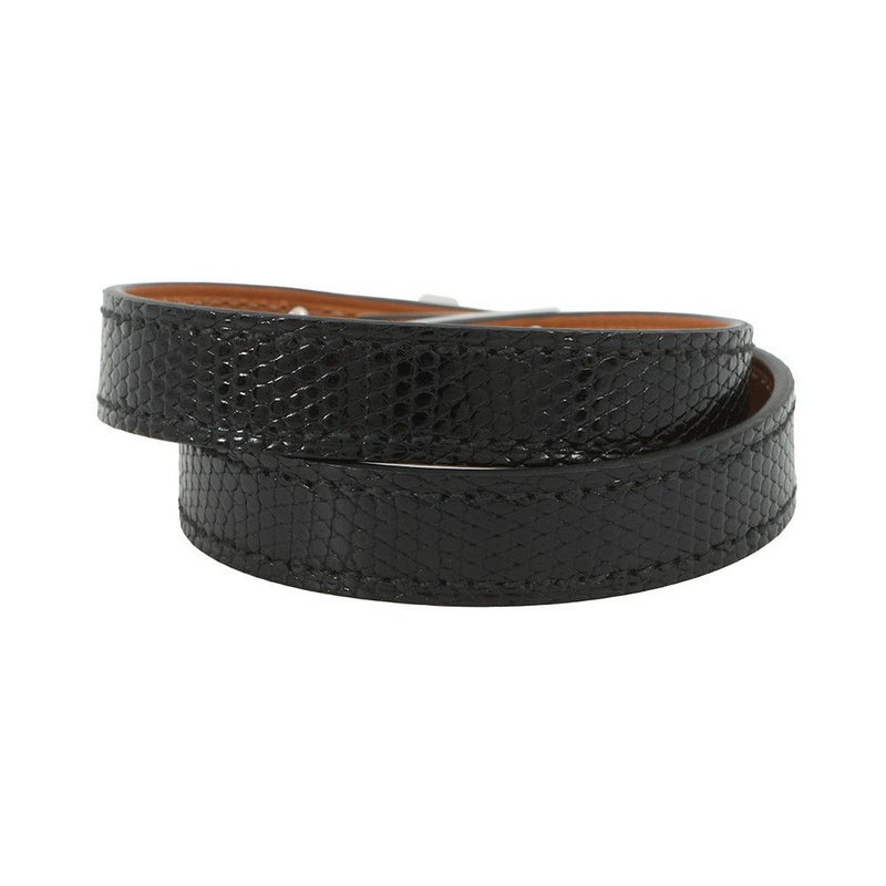 エルメス ブレスレット ケリー ドゥブルトゥール ブラック/シルバー金具 リザード B刻印 サイズT3黒