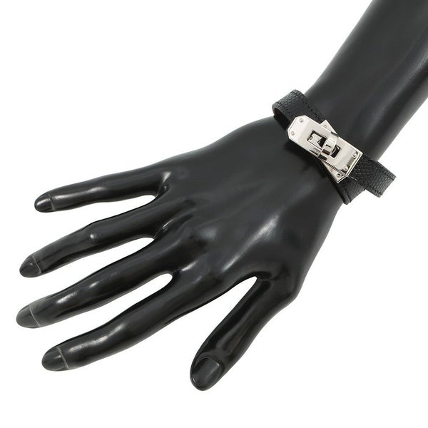 エルメス ブレスレット ケリー ドゥブルトゥール ブラック/シルバー金具 リザード B刻印 サイズT3黒