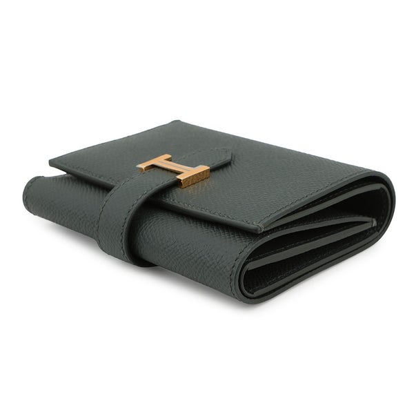 エルメス 三つ折り財布 ベアン コンビネ ヴェールフォンセ/ゴールド金具 エプソン K刻印 財布